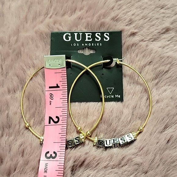 Large Guess Hoop Earrings - Picture 3 of 3